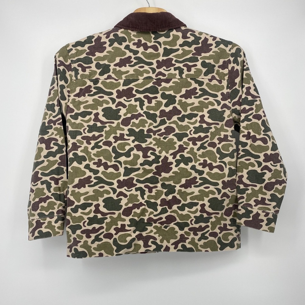 No Boundaries Camo Canvas Shirt Jacket Mens Large Green Brown Corduroy Full Zip - Picture 2 of 9